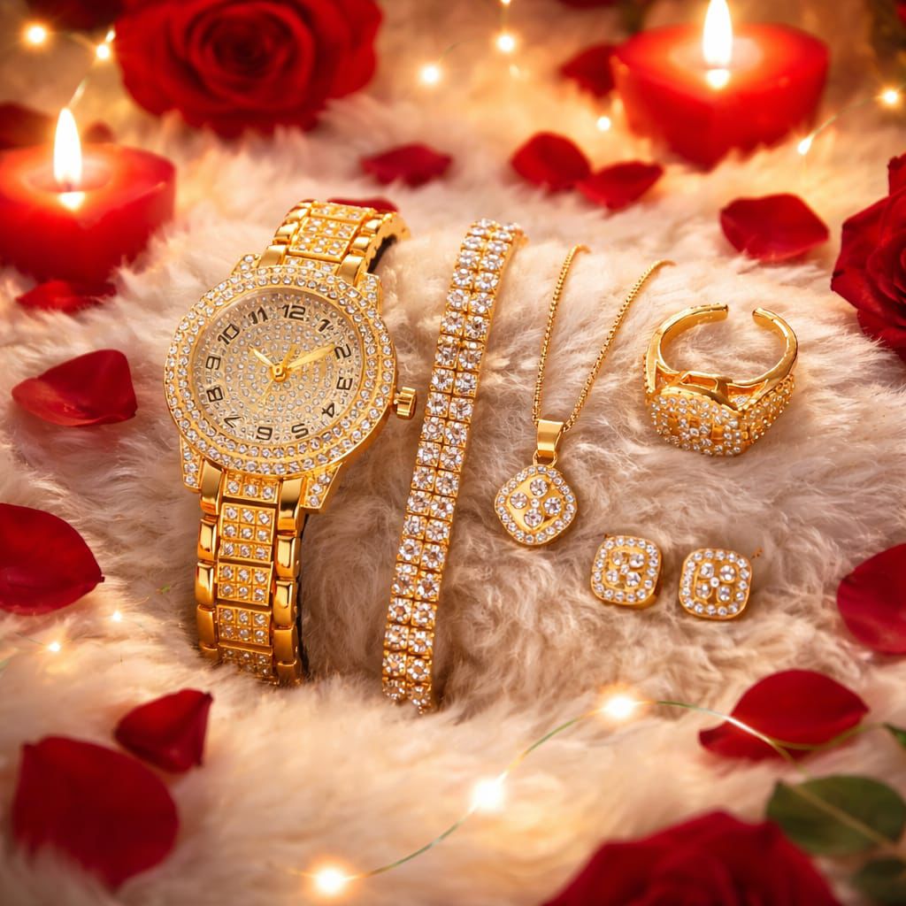 Premium Luxury Women's Watch & Jewelry Set